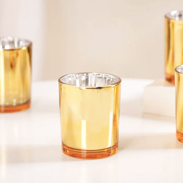 10 Pack Gold Votive Tealight Candle Holders Valentines Day Mercury
