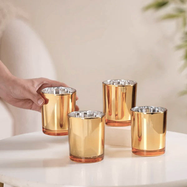 10 Pack Gold Votive Tealight Candle Holders Valentines Day Mercury