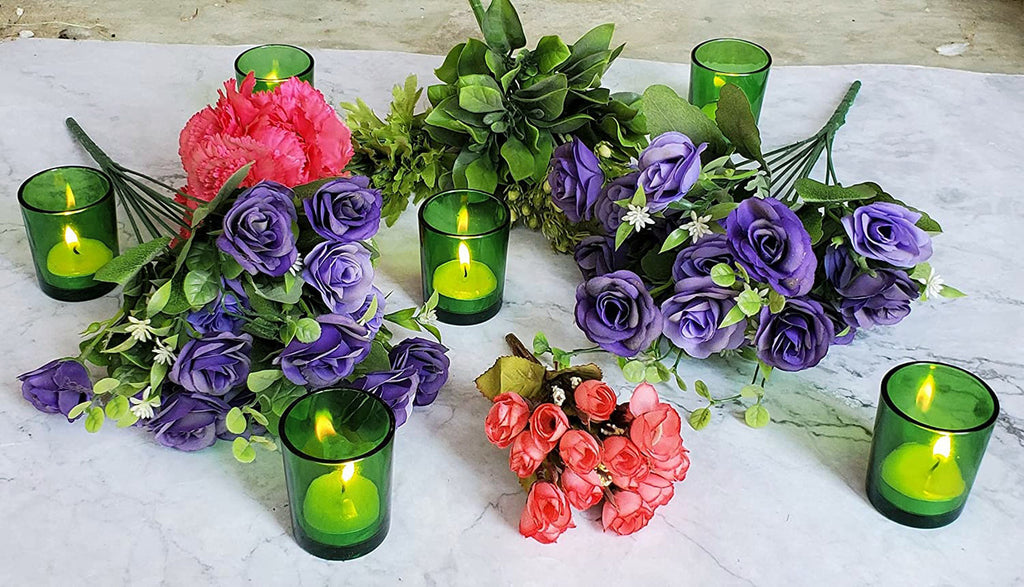 10 Pack Green Glass Votive Candle Holders Table Centreoieces Xmas