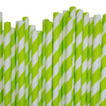 Green and White Striped Paper Drinking Straws, 200 Pack