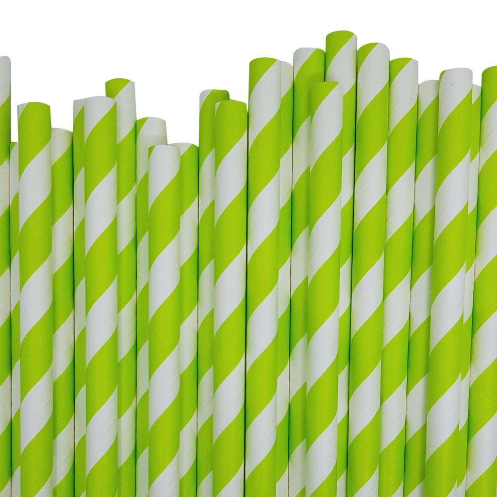 50 Pack Green White Drinking Straws Biodegradable Eco Paper Birthday