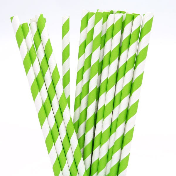 50 Pack Green White Drinking Straws Biodegradable Eco Paper Birthday
