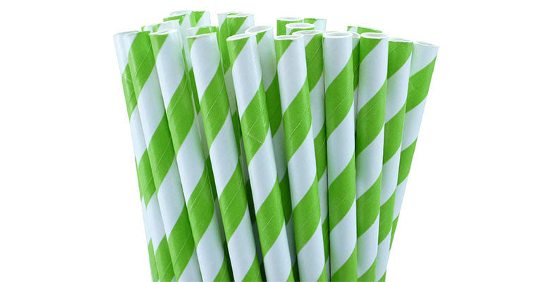 50 Pack Green White Drinking Straws Biodegradable Eco Paper Birthday
