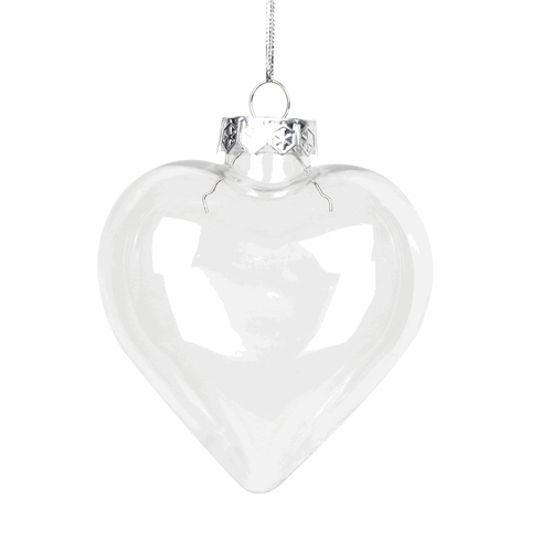 10 Pack Iridescent Glass Heart Ornaments Fillable Baubles