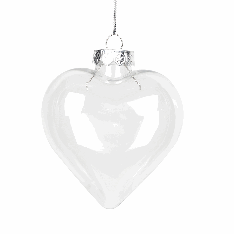 20 Pack Iridescent Glass Heart Ornaments Fillable Baubles