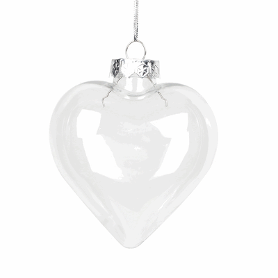 My Decorations 20 Pack Fillable Glass Heart Baubles, Clear
