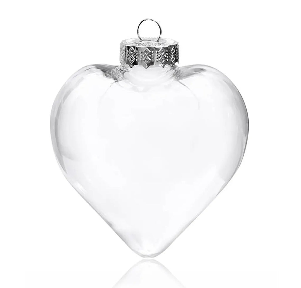 20 Pack Iridescent Glass Heart Ornaments Fillable Baubles