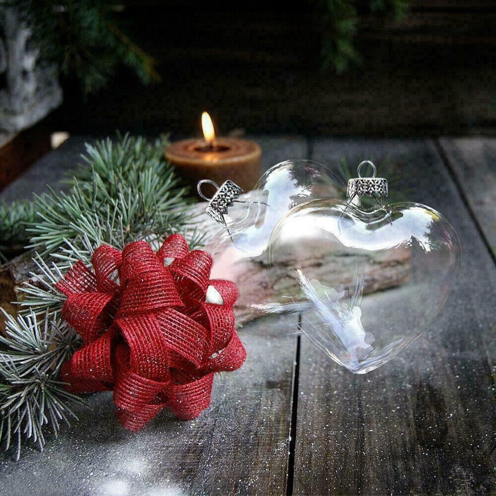 20 Pack Iridescent Glass Heart Ornaments Fillable Baubles