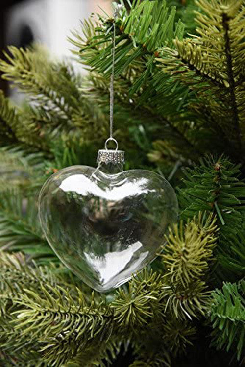 20 Pack Iridescent Glass Heart Ornaments Fillable Baubles