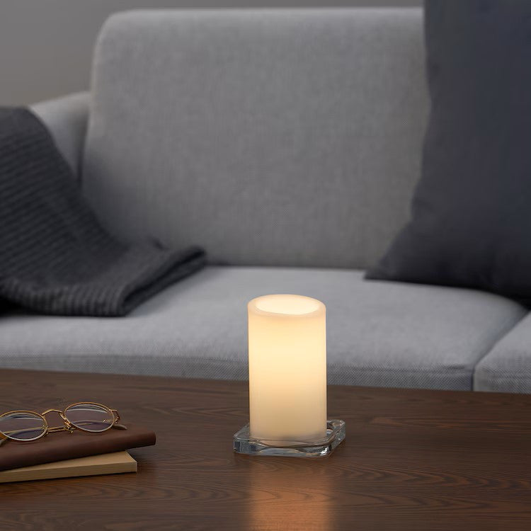 1 Pcs LED Block Pillar Candle White Flameless Safe Indoor Battery Power Party Home Decor