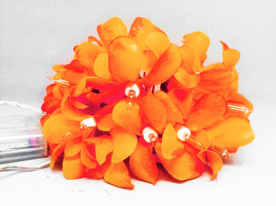 1 Set of 20 LED Orange Frangipani Flower Battery String Lights