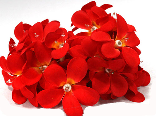 1 Set of 20 LED Deep Red Frangipani Flower Battery String Lights
