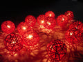 1 Set of Red 5cm Rattan Cane 50 Ball Battery Powered LONG 5m String