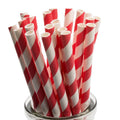 Red and White Striped Paper Drinking Straws, 200 Pack