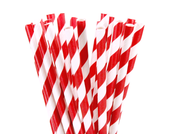 Red and White Striped Paper Drinking Straws, 200 Pack