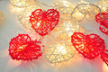 20 Red and White 3D Hollowed Rattan Heart-Shaped 3M String Fairy