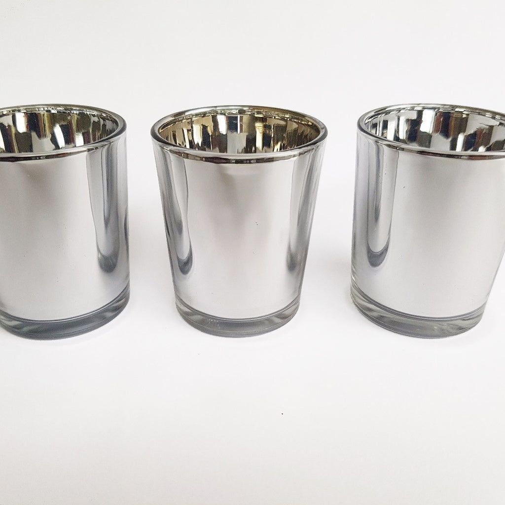 10 Pack Silver Mercury Glass Votive Candle Holders Set For Wedding
