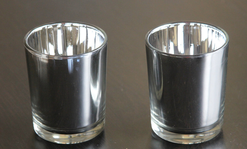 10 Pack Silver Mercury Glass Votive Candle Holders Set For Wedding