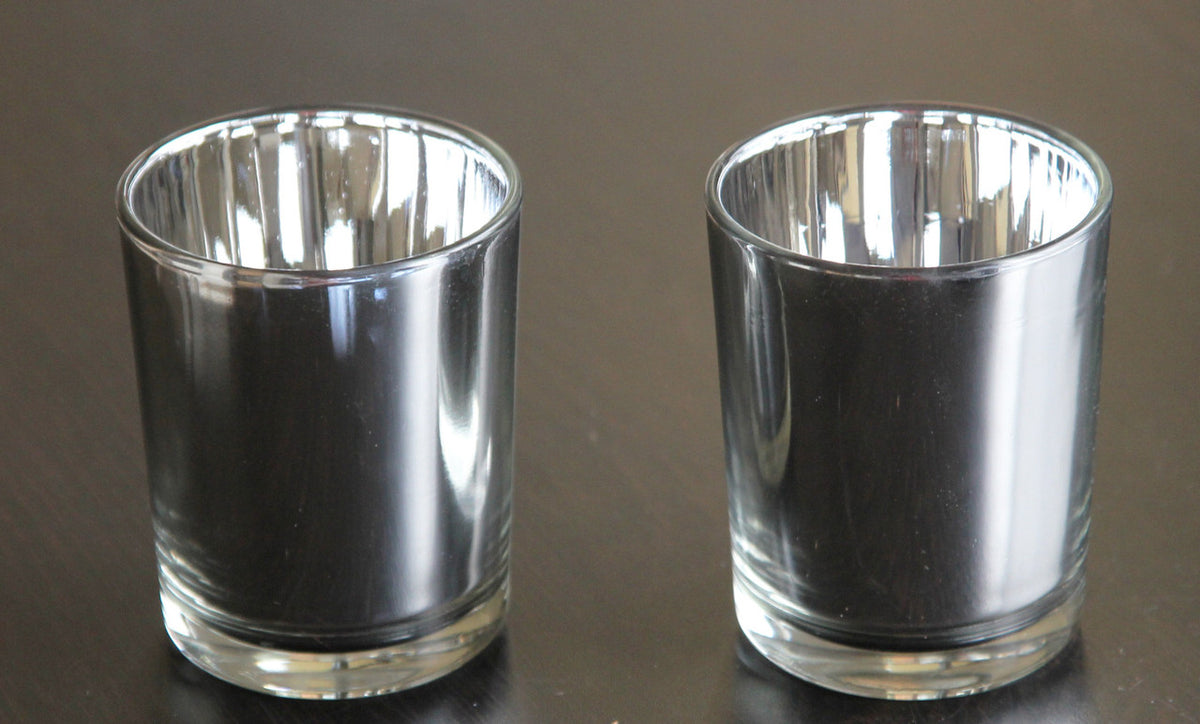 10 Pack Silver Mercury Glass Votive Candle Holders Set For Wedding