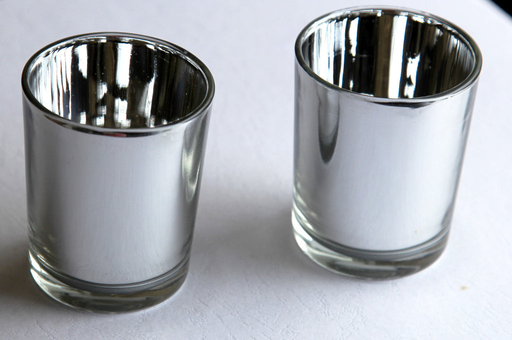 10 Pack Silver Mercury Glass Votive Candle Holders Set For Wedding