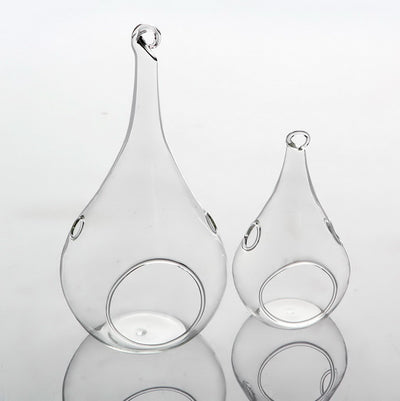 My Decorations Hanging Glass Teardrop Tealight Holders, 4 Pack, Large