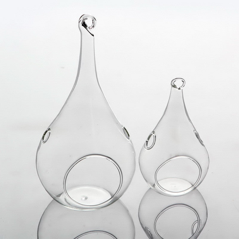 4 Pack of Hanging Clear Glass Tealight Candle Holder Tear Drop Pear