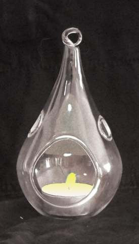 4 Pack of Hanging Clear Glass Tealight Candle Holder Tear Drop Pear