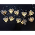 20 White 3D Hollowed Rattan Heart-Shaped 3M String Fairy Lights