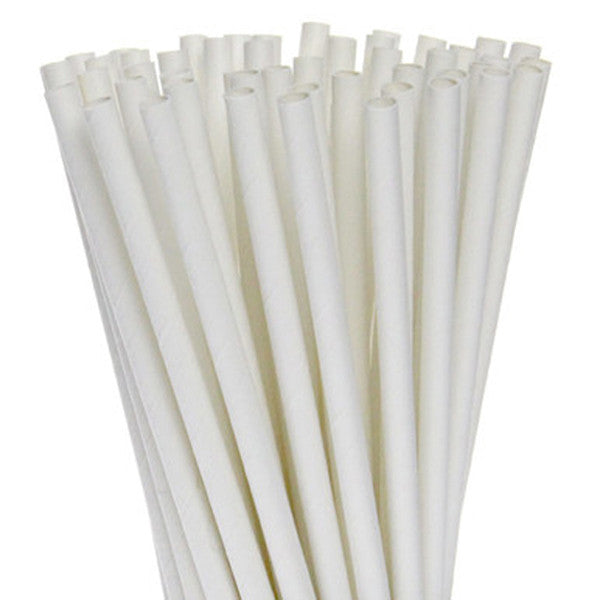 White Paper Drinking Straws, 200 Pack