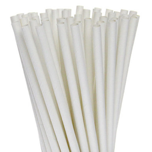 White Paper Drinking Straws, 50 Pack