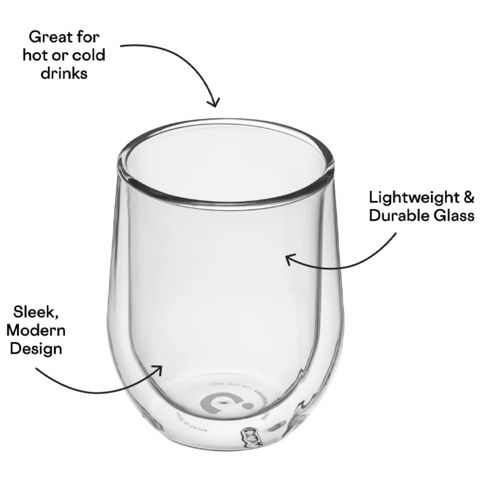 Corkcicle Double Wall Glass Stemless, 2 Pack