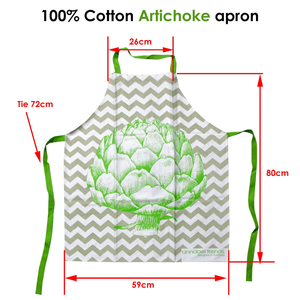 Artichoke Print Cotton Apron, 59 x 80 cm