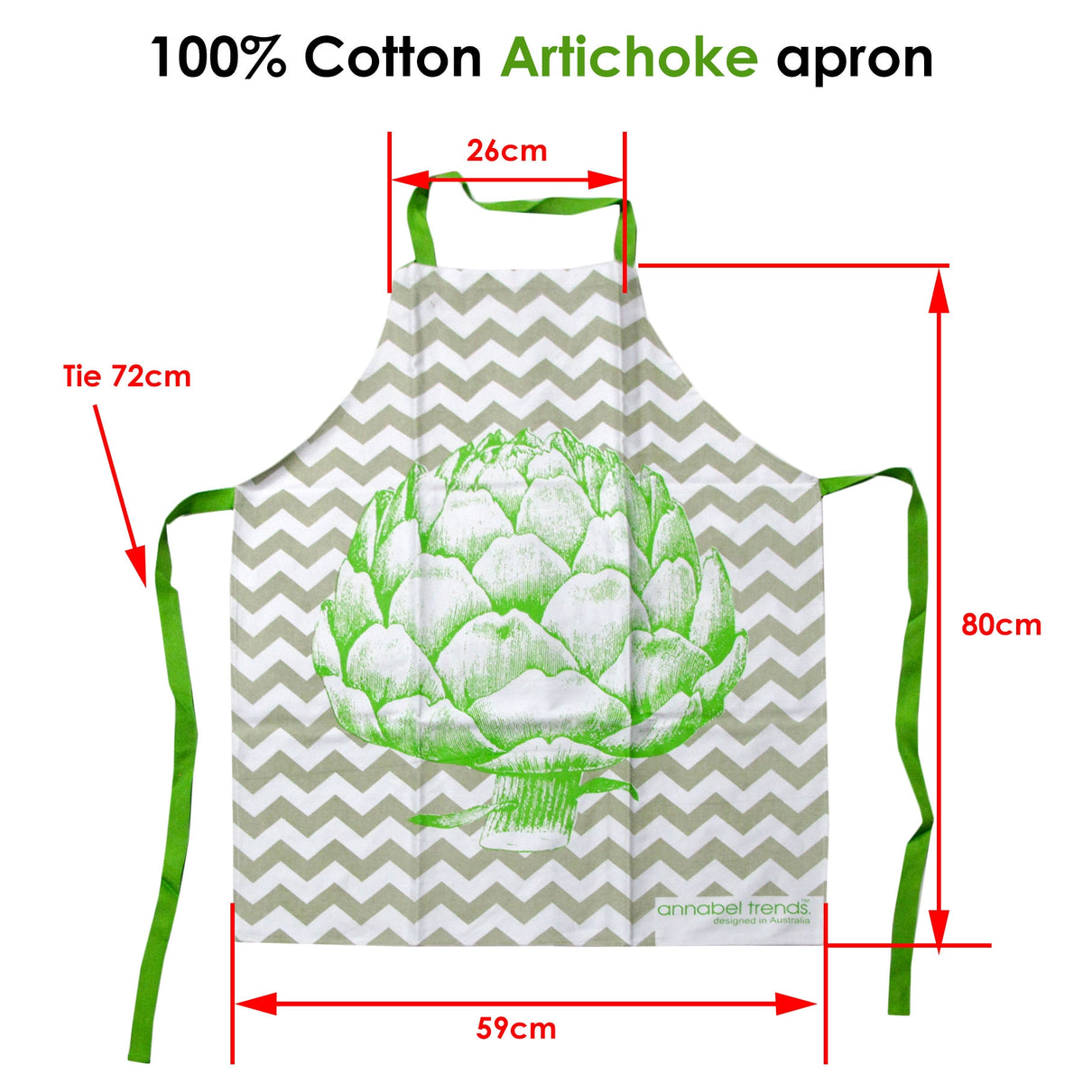 Artichoke Print Cotton Apron, 59 x 80 cm