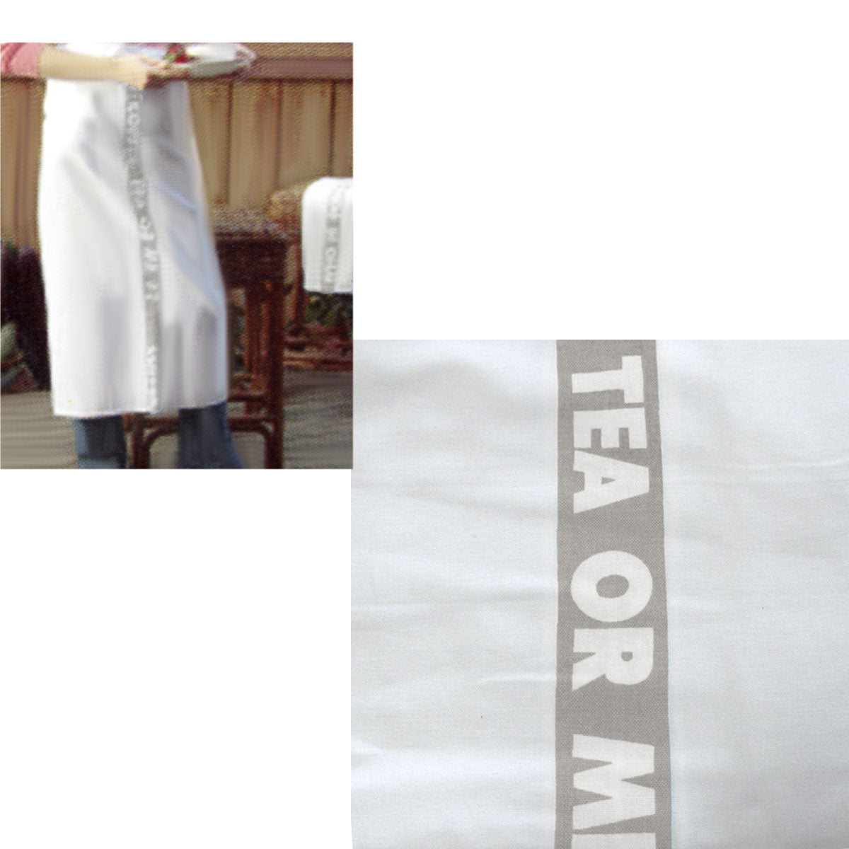 Coffee, Tea or Me Cotton Chef Apron, 86 x 96 cm, Taupe and White