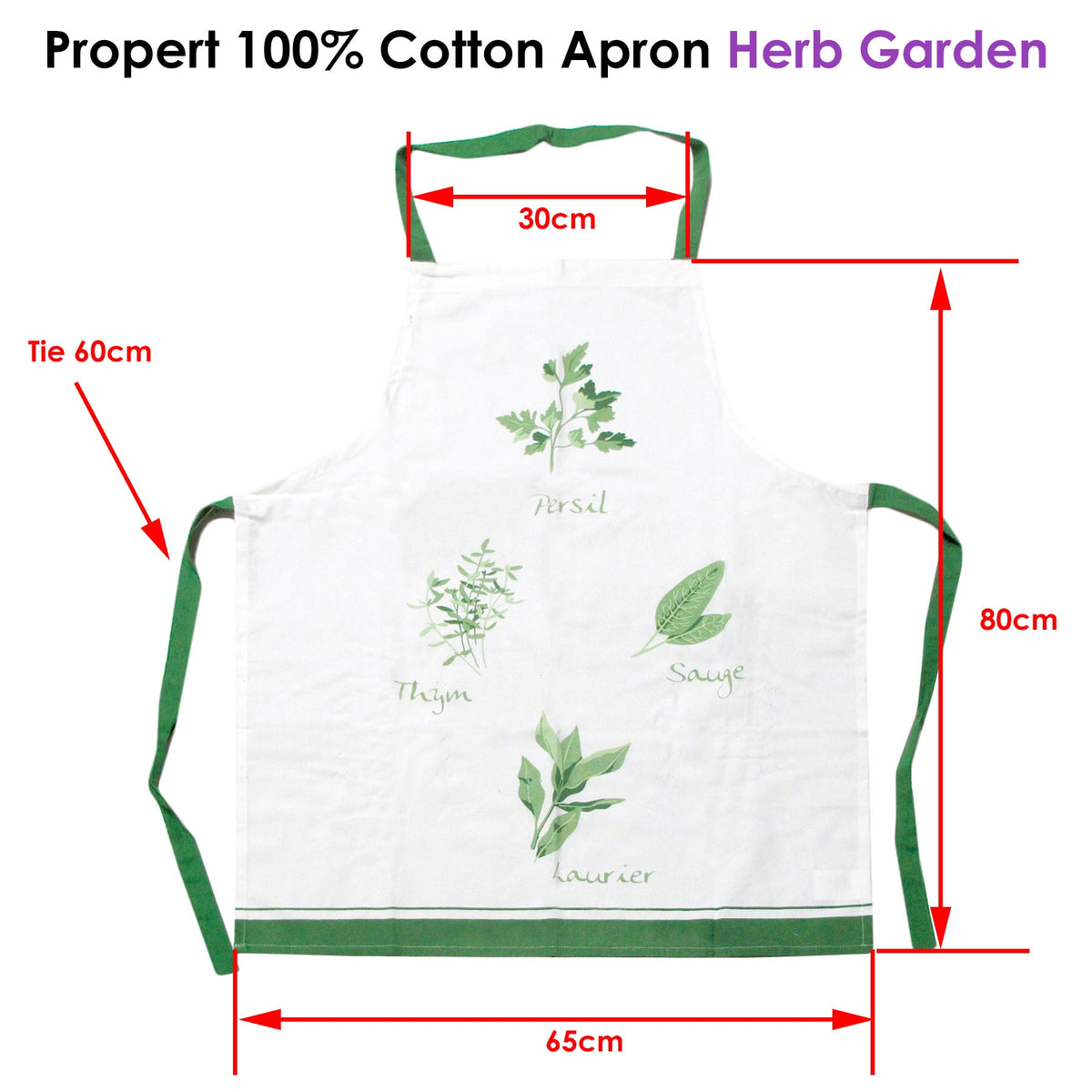Propert Herb Garden Cotton Apron, 65 x 80 cm