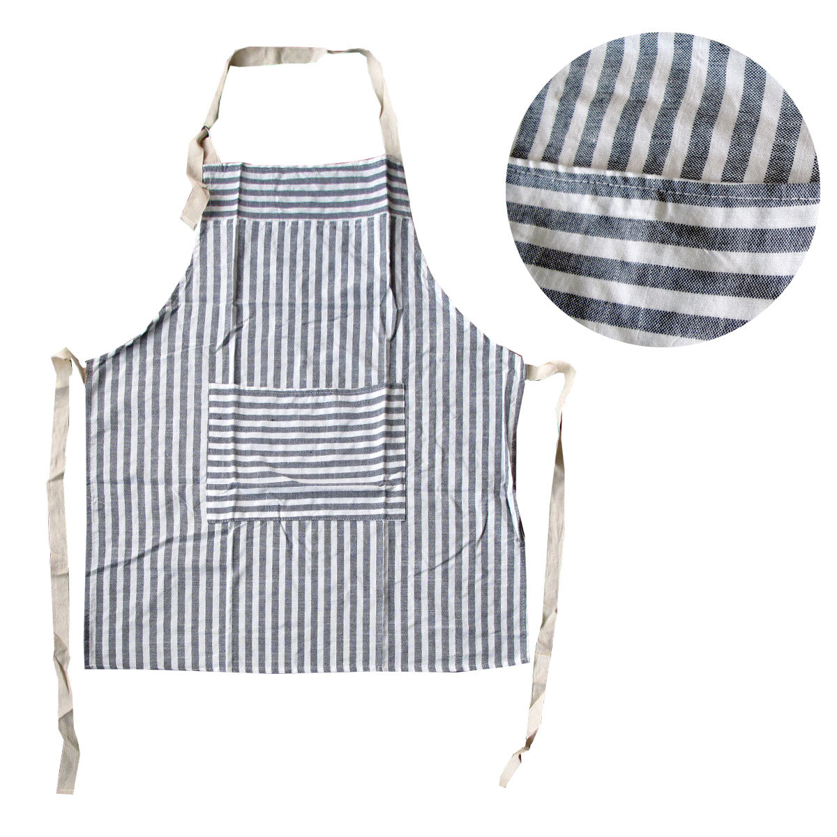 My Hub Polyester Cotton Striped Apron, 65 x 80 cm