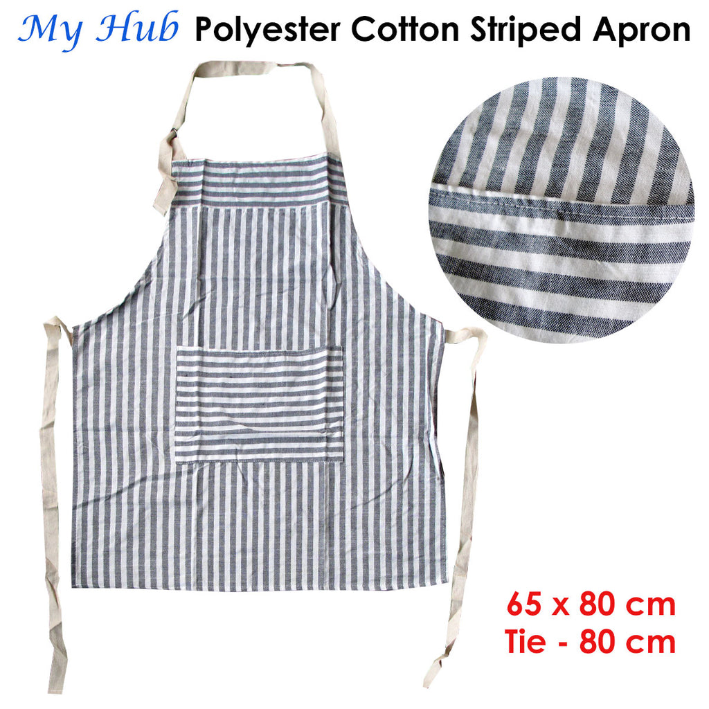 My Hub Polyester Cotton Striped Apron, 65 x 80 cm