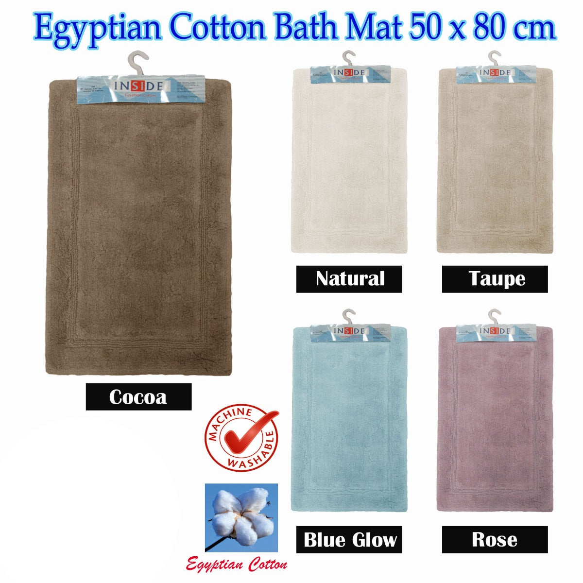 Egyptian Cotton Bath Mat, 50 x 80 cm
