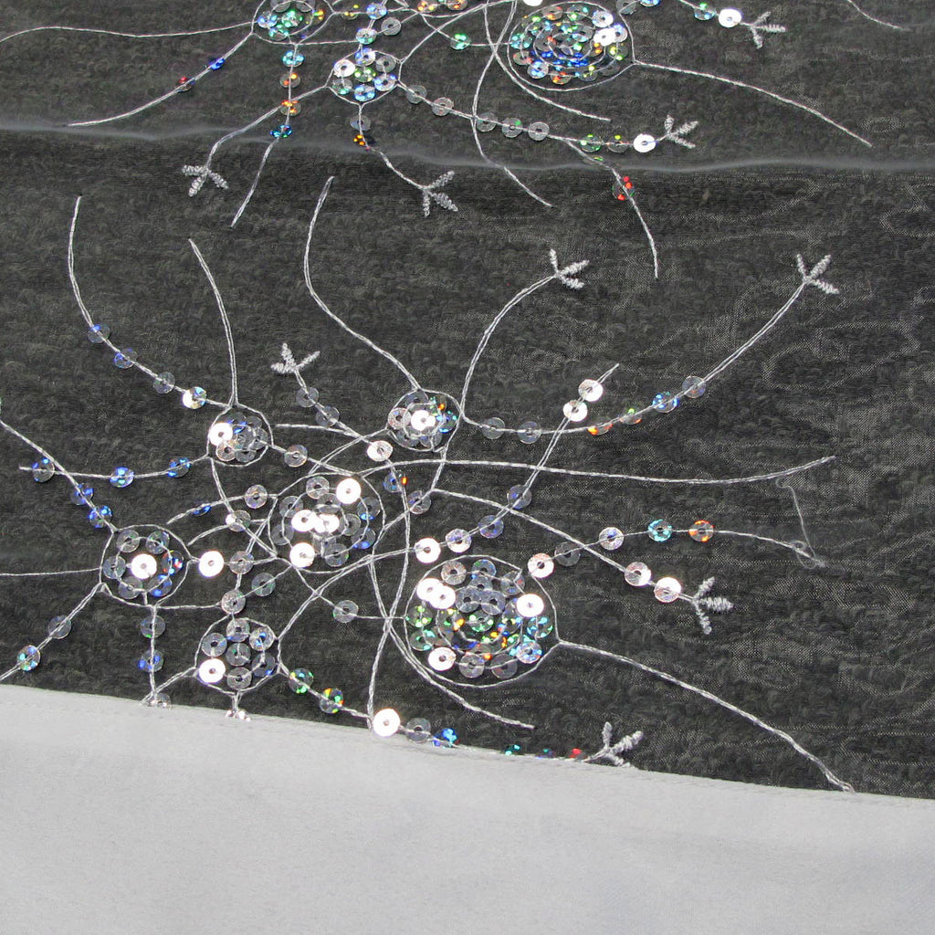White Sequined Organza Table Topper, 90 x 90 cm