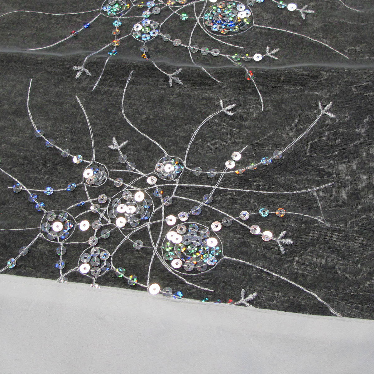 White Sequined Organza Table Topper, 90 x 90 cm