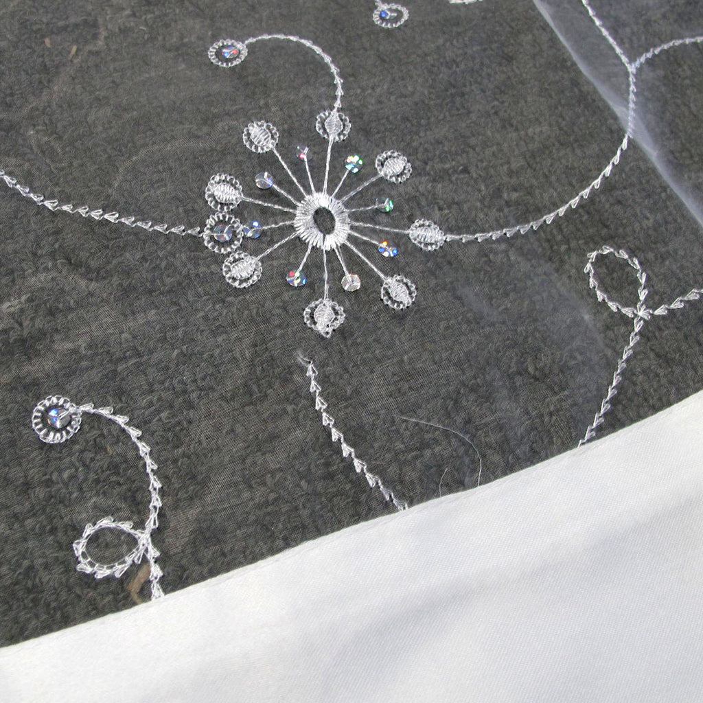 White Sequined Organza Table Topper, 90 x 90 cm