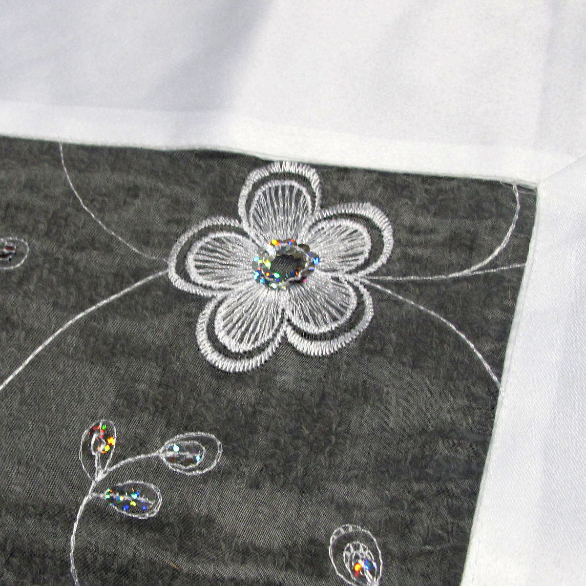 White Sequined Organza Table Topper, 90 x 90 cm