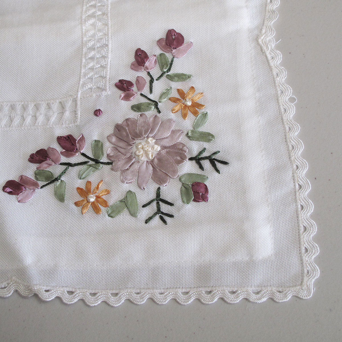 Victoriana White Applique Embroidered Table Topper, 85 x 85 cm