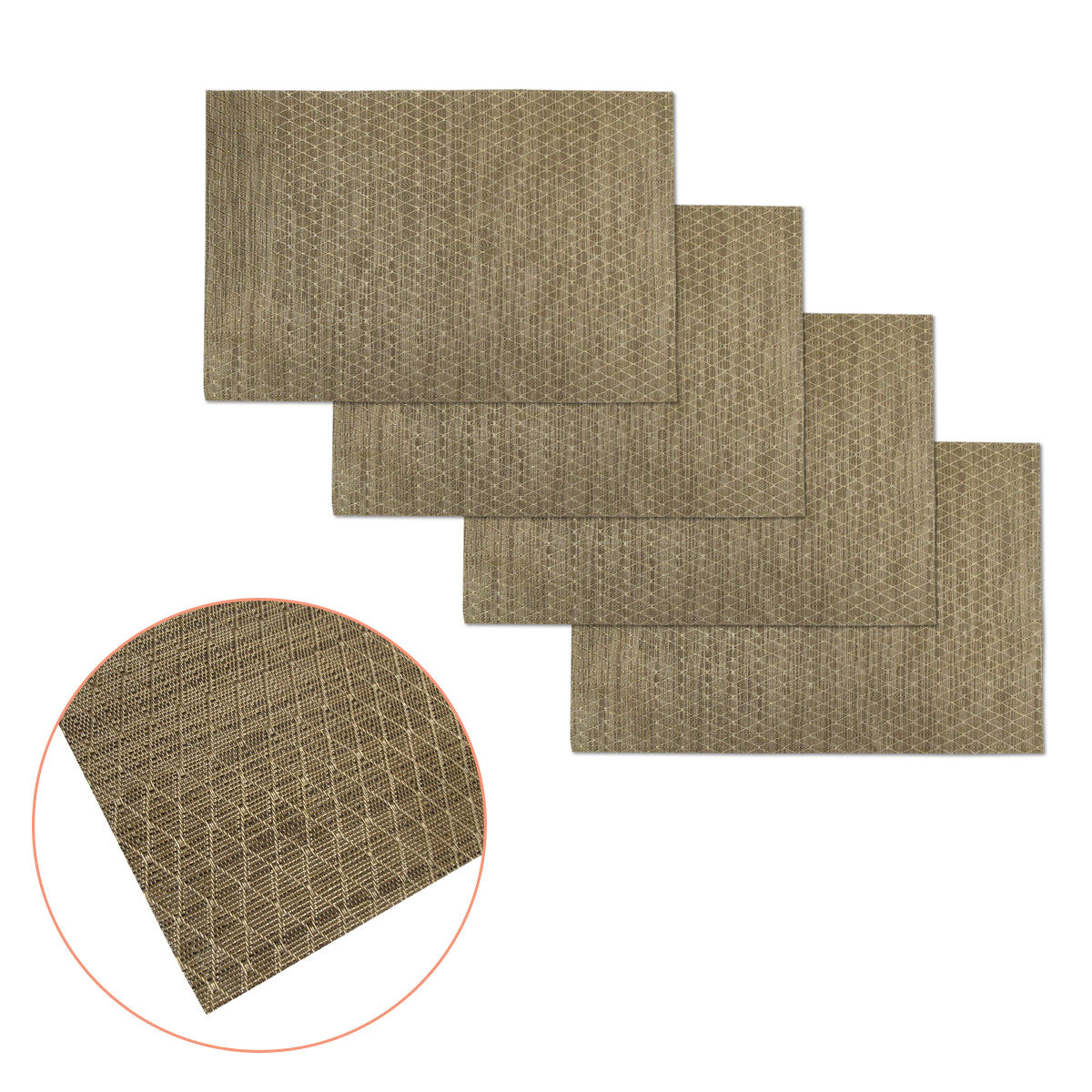 Choice Diamonds Gold PVC Table Placemats, Set of 4, 45 x 30 cm