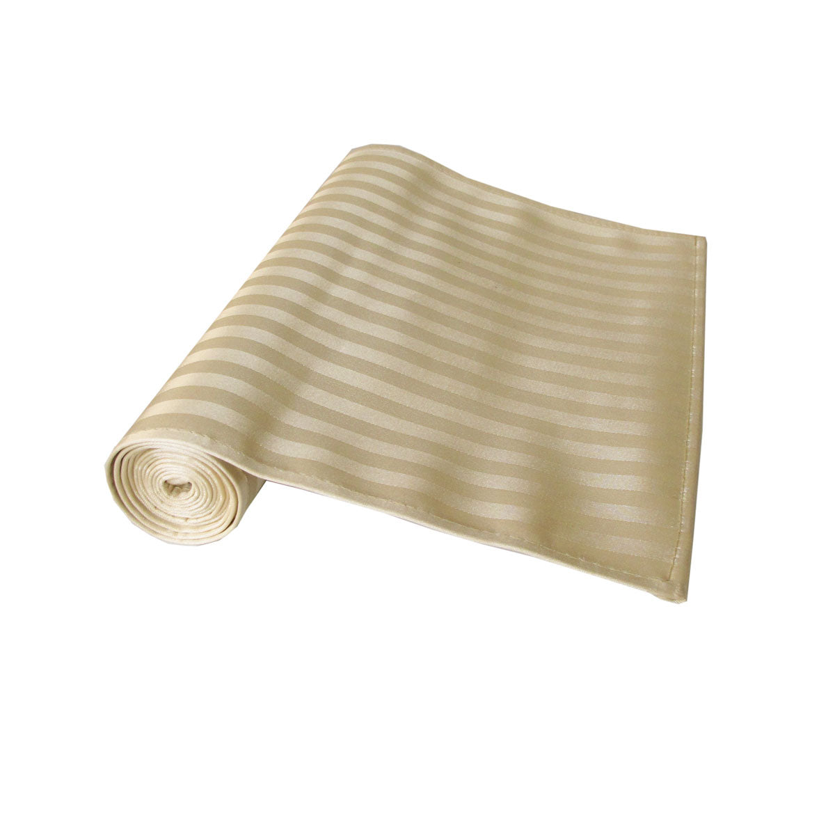 Self-Striped Cream Satin Jacquard Table Runner, 30 x 160 cm