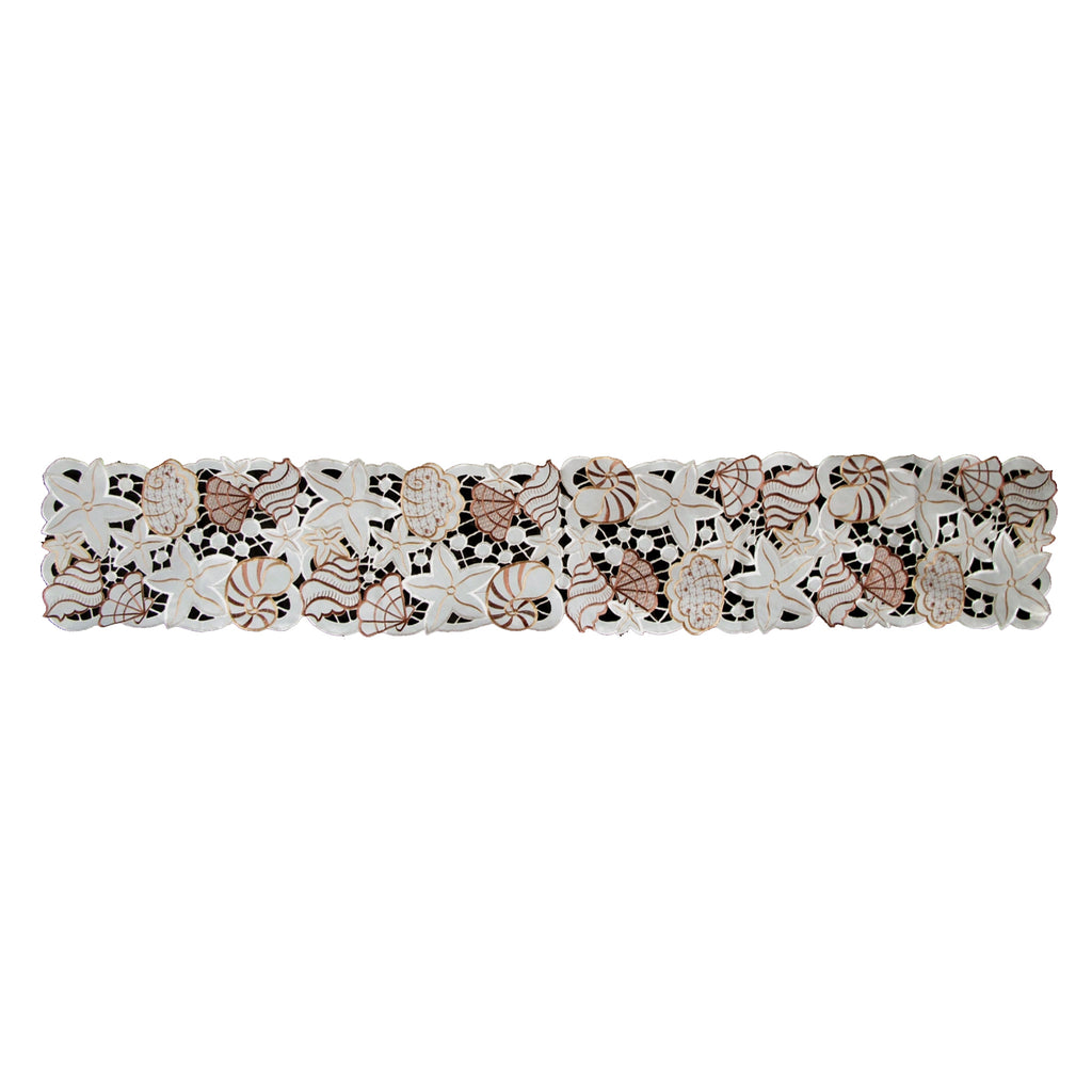 Shell Embroidered Table Runner, 33 x 170 cm