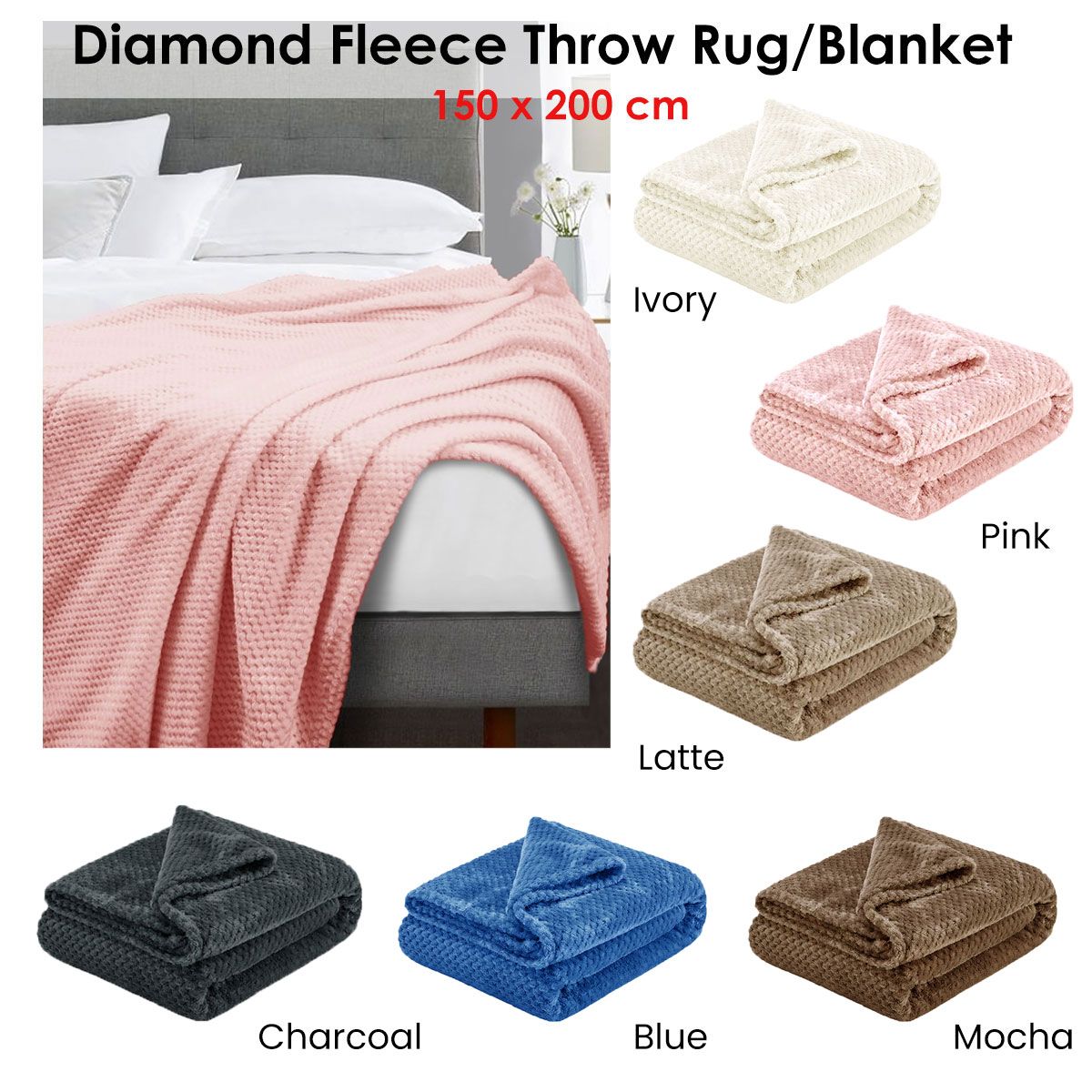 Soft Diamond Fleece Throw Rug
