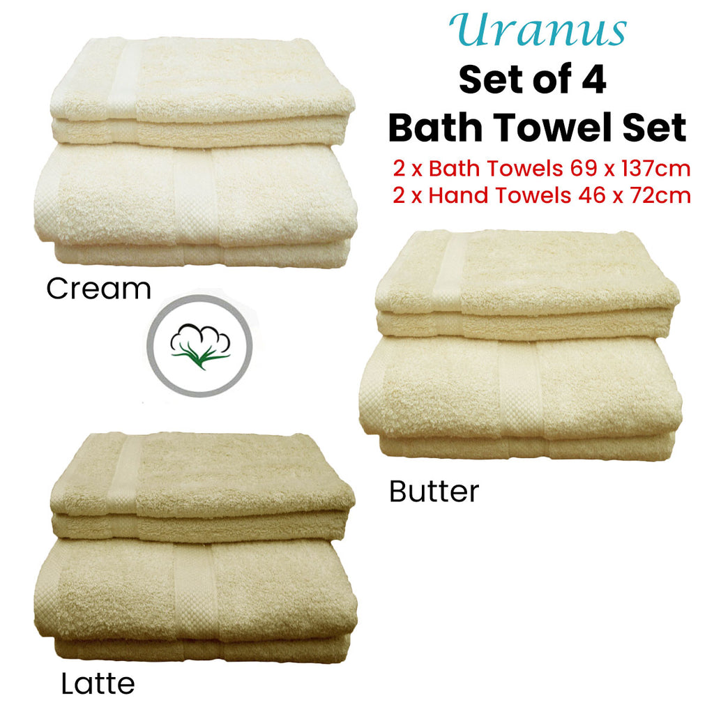 Uranus Cotton Bath Towel Set, 4 Pieces