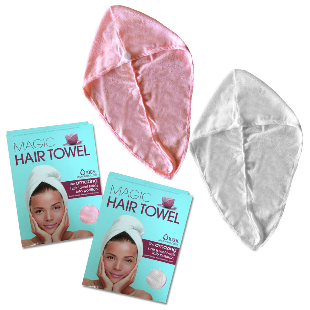 Set of 2 Magic Quick Dry Microfibre Hair Dryer Towels Pink +
