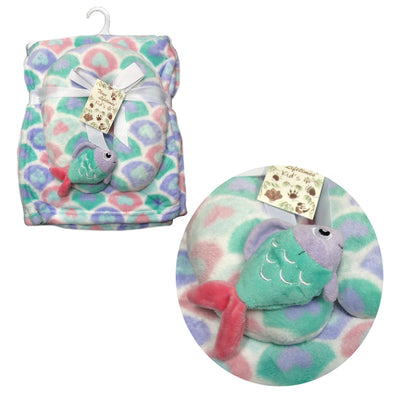 Baby Animal Coral Fleece Blanket and Pillow Set
